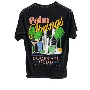 Retro Palm Springs Cocktail Tee Strange Daze California Black Size M